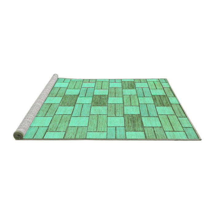 Sideview of Machine Washable Abstract Turquoise Modern Area Rugs, wshabs311turq