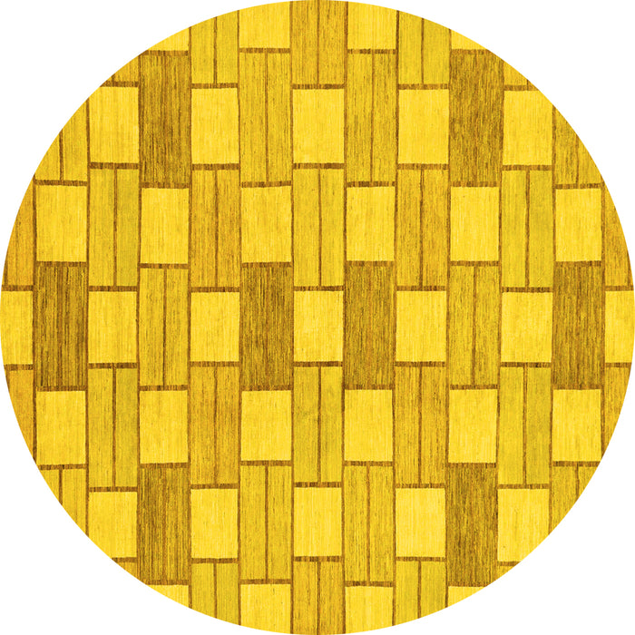 Round Abstract Yellow Modern Rug, abs311yw