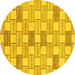 Round Abstract Yellow Modern Rug, abs311yw