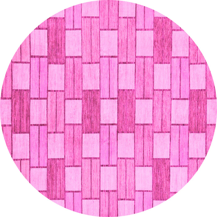Round Machine Washable Abstract Pink Modern Rug, wshabs311pnk