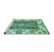 Sideview of Machine Washable Oriental Turquoise Traditional Area Rugs, wshabs3120turq