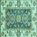 Square Machine Washable Oriental Turquoise Traditional Area Rugs, wshabs3120turq