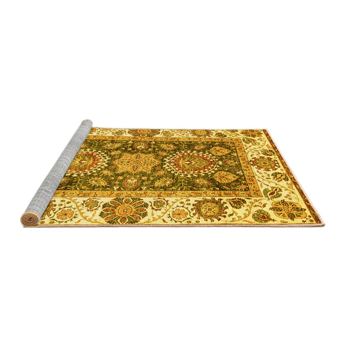 Sideview of Machine Washable Oriental Yellow Traditional Rug, wshabs3120yw