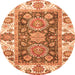 Round Machine Washable Oriental Orange Traditional Area Rugs, wshabs3120org