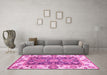 Machine Washable Oriental Pink Traditional Rug in a Living Room, wshabs3120pnk