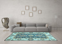 Machine Washable Oriental Light Blue Traditional Rug, wshabs3120lblu