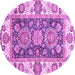 Round Machine Washable Oriental Purple Traditional Area Rugs, wshabs3120pur