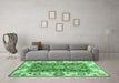 Machine Washable Oriental Emerald Green Traditional Area Rugs in a Living Room,, wshabs3120emgrn