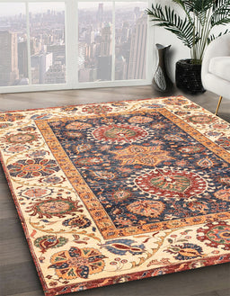 Machine Washable Abstract Yellow Rug in a Family Room, wshabs3120