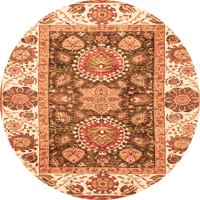 Round Oriental Orange Traditional Rug, abs3120org