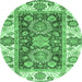 Round Oriental Emerald Green Traditional Rug, abs3120emgrn