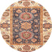 Round Abstract Yellow Oriental Rug, abs3120