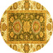 Round Oriental Yellow Traditional Rug, abs3120yw