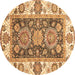 Round Oriental Brown Traditional Rug, abs3120brn