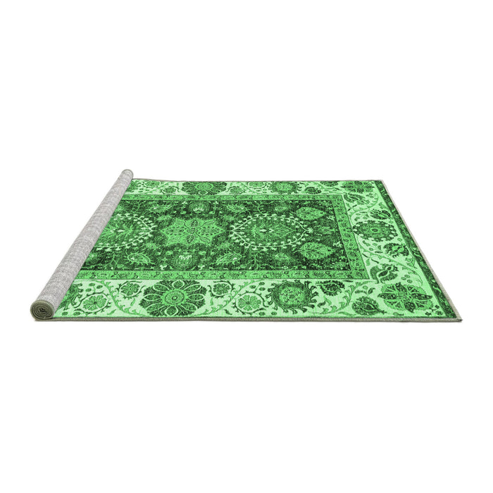 Sideview of Machine Washable Oriental Emerald Green Traditional Area Rugs, wshabs3120emgrn