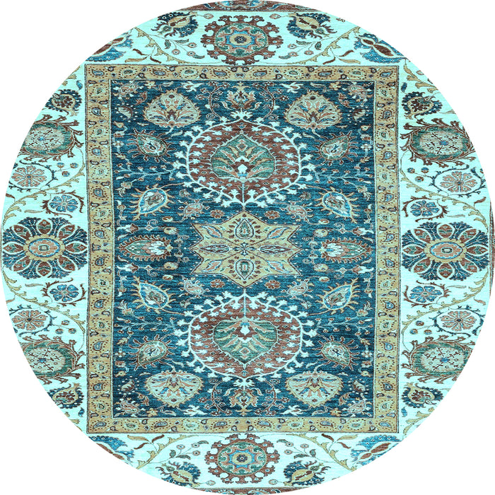Round Oriental Light Blue Traditional Rug, abs3120lblu
