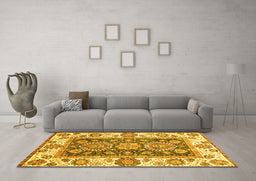 Machine Washable Oriental Yellow Traditional Rug in a Living Room, wshabs3120yw