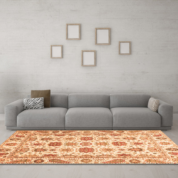 Machine Washable Oriental Orange Traditional Area Rugs in a Living Room, wshabs3121org