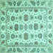 Square Machine Washable Oriental Turquoise Traditional Area Rugs, wshabs3121turq