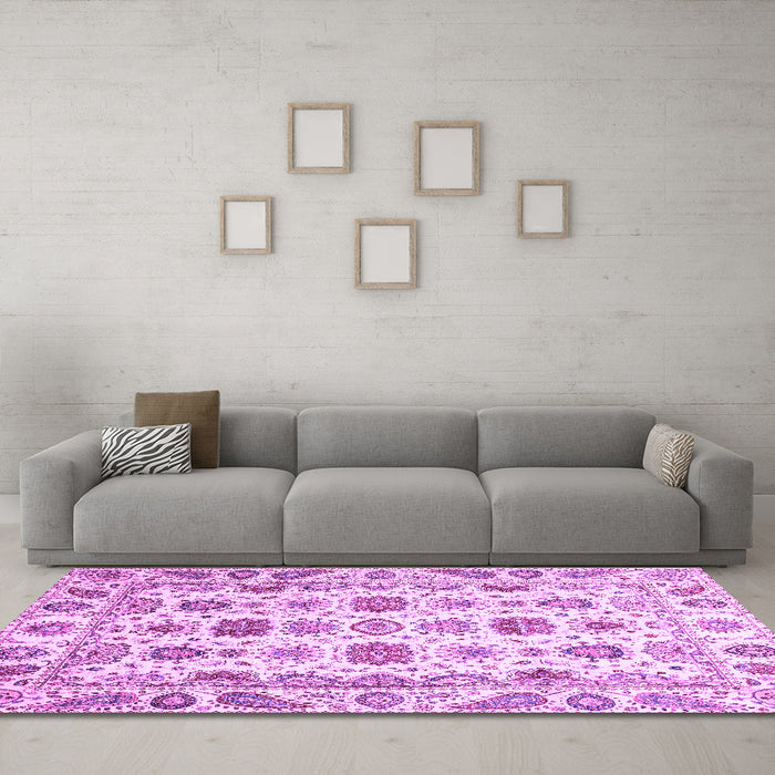 Machine Washable Oriental Purple Traditional Area Rugs in a Living Room, wshabs3121pur