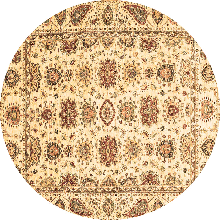 Round Oriental Brown Traditional Rug, abs3121brn