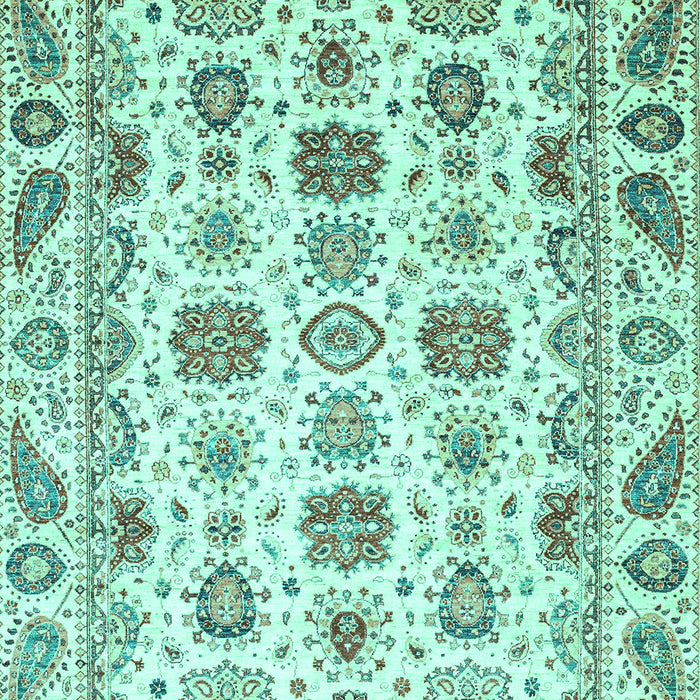 Machine Washable Oriental Turquoise Traditional Area Rugs, wshabs3121turq