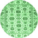 Round Oriental Emerald Green Traditional Rug, abs3121emgrn