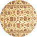 Round Machine Washable Oriental Brown Traditional Rug, wshabs3121brn