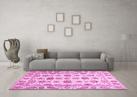 Machine Washable Oriental Pink Traditional Rug, wshabs3121pnk