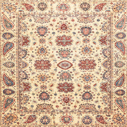 Square Abstract Sun Yellow Oriental Rug, abs3121