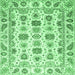 Square Machine Washable Oriental Emerald Green Traditional Area Rugs, wshabs3121emgrn