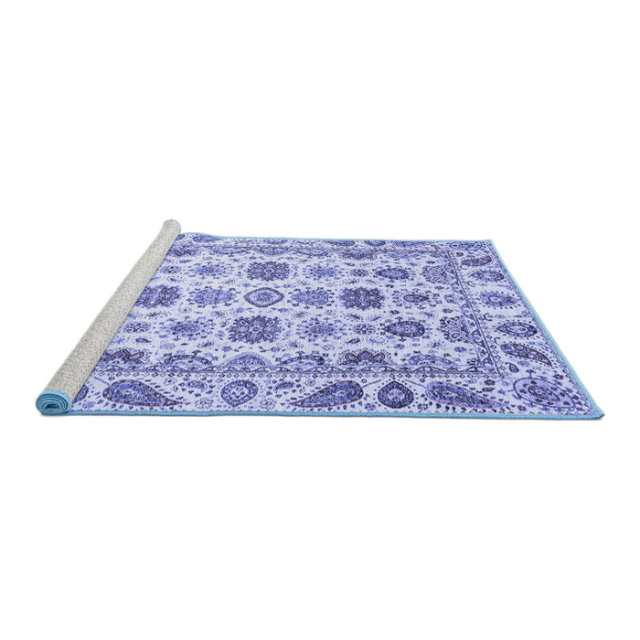 Sideview of Machine Washable Oriental Blue Traditional Rug, wshabs3121blu