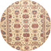 Round Machine Washable Abstract Sun Yellow Rug, wshabs3121