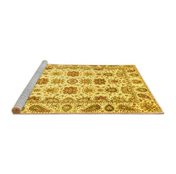 Sideview of Machine Washable Oriental Yellow Traditional Rug, wshabs3121yw