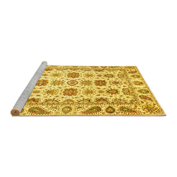 Sideview of Machine Washable Oriental Yellow Traditional Rug, wshabs3121yw