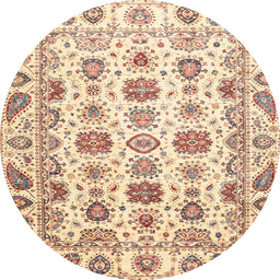 Round Abstract Sun Yellow Oriental Rug, abs3121