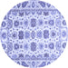 Round Machine Washable Oriental Blue Traditional Rug, wshabs3121blu