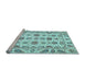 Sideview of Machine Washable Oriental Light Blue Traditional Rug, wshabs3121lblu