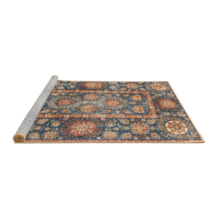 Sideview of Machine Washable Abstract Camel Brown Rug, wshabs3122