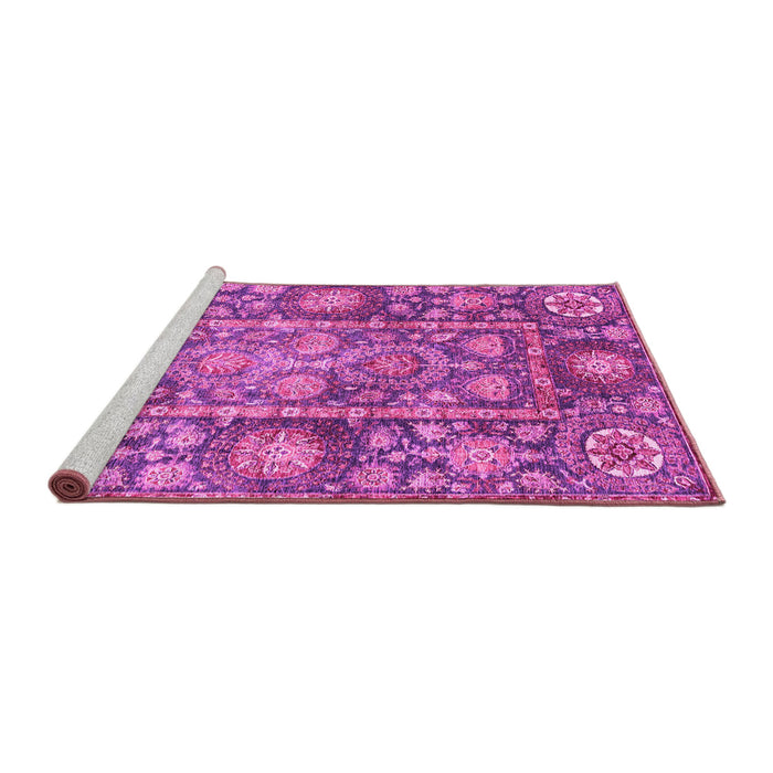 Sideview of Machine Washable Oriental Pink Traditional Rug, wshabs3122pnk