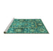 Sideview of Machine Washable Oriental Turquoise Traditional Area Rugs, wshabs3122turq