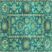 Square Oriental Turquoise Traditional Rug, abs3122turq