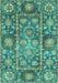 Machine Washable Oriental Turquoise Traditional Area Rugs, wshabs3122turq