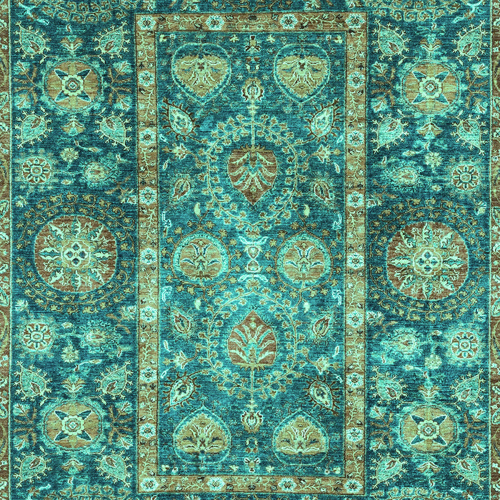 Machine Washable Oriental Turquoise Traditional Area Rugs, wshabs3122turq