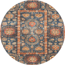 Round Machine Washable Abstract Camel Brown Rug, wshabs3122
