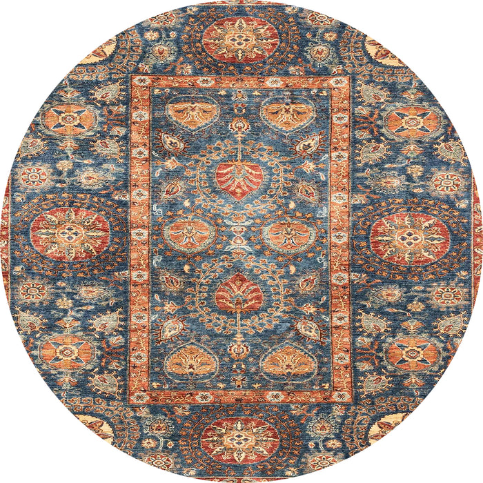 Round Machine Washable Abstract Camel Brown Rug, wshabs3122