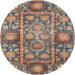 Round Machine Washable Abstract Camel Brown Rug, wshabs3122