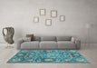 Machine Washable Oriental Light Blue Traditional Rug in a Living Room, wshabs3122lblu