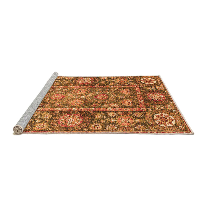Sideview of Machine Washable Oriental Orange Traditional Area Rugs, wshabs3122org