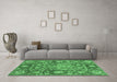 Machine Washable Oriental Emerald Green Traditional Area Rugs in a Living Room,, wshabs3122emgrn